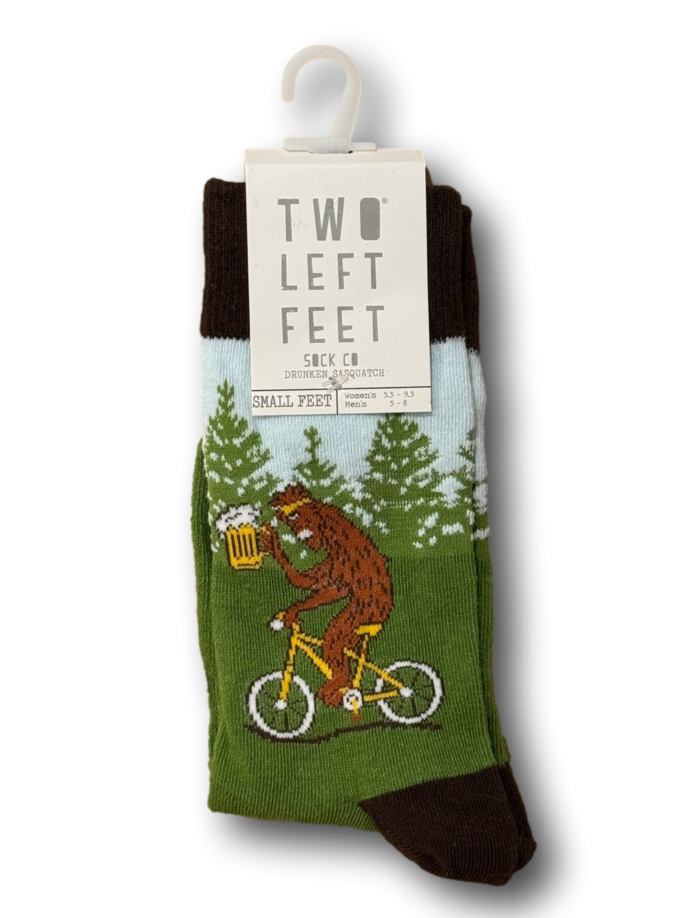 3/$15 Sasquatch Drinking Beer & Biking Funny Novelty Crew Socks - NWT